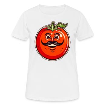 Tomate mit Schnurrbart - Frauen T-Shirt atmungsaktiv - Weiß - Vorne - AI Model Female 172 dark (172cm)
