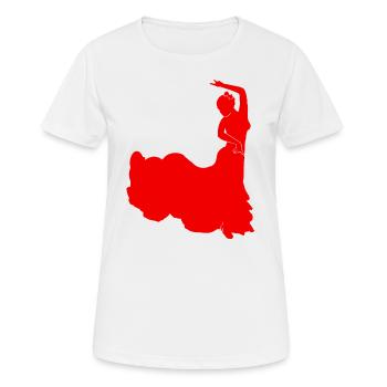 Spanische Flamenco-Tänzerin rotes Salsa-Kleid - Frauen T-Shirt atmungsaktiv - Weiß - Vorne - AI Model Female 172 dark (172cm)