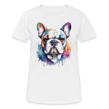 Französische Bulldogge Cool Cool Bunt - Frauen T-Shirt atmungsaktiv - Weiß - Vorne - AI Model Female 172 dark (172cm)