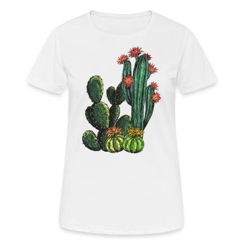 KAKTUS LIEBE - Wüstenblumen - Stachelige Kakteen - Frauen T-Shirt atmungsaktiv - Weiß - Vorne - AI Model Female 172 dark (172cm)