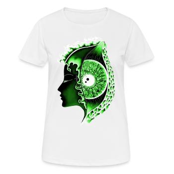 Big eye green, eye, vertical, realistic - Women's Breathable T-Shirt - white - Front - AI Model Female 172 dark (172cm)