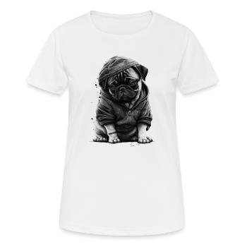 Mops-schablonen-design Weiß Und Schwarz - Frauen T-Shirt atmungsaktiv - Weiß - Vorne - AI Model Female 172 dark (172cm)