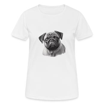 Mops Schablonen Design Weiß Und Schwarz - Frauen T-Shirt atmungsaktiv - Weiß - Vorne - AI Model Female 172 dark (172cm)