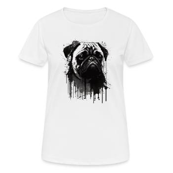 Mops Schablonen Design Weiß Und Schwarz - Frauen T-Shirt atmungsaktiv - Weiß - Vorne - AI Model Female 172 dark (172cm)