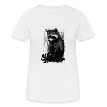 Waschbär Weiß & Schwarz Schablone - Frauen T-Shirt atmungsaktiv - Weiß - Vorne - AI Model Female 172 dark (172cm)