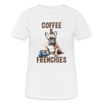 Café & Frenchies - T-shirt respirant Femme - blanc - Devant - AI Model Female 172 dark (172cm)