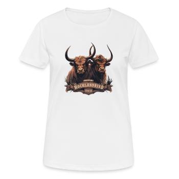 Éleveur de bovins Highland haut de gamme - T-shirt respirant Femme - blanc - Devant - AI Model Female 172 dark (172cm)