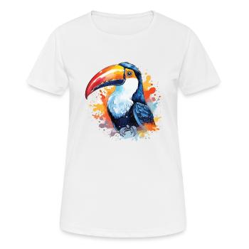 Toucan Aquarelle Portrait - T-shirt respirant Femme - blanc - Devant - AI Model Female 172 dark (172cm)
