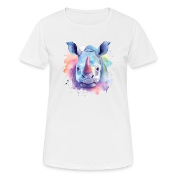 Lebendige Nashornkunst - Frauen T-Shirt atmungsaktiv - Weiß - Vorne - AI Model Female 172 dark (172cm)