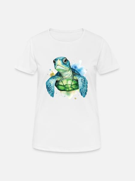 Niedliche Meeresschildkröten-aquarellkunst - Dame T-shirt svedtransporterende - hvid