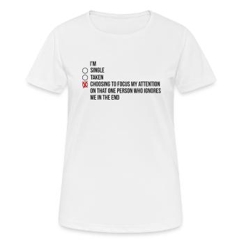 Complicated relationship status - single - Women's Breathable T-Shirt - white - Front - AI Model Female 172 dark (172cm)