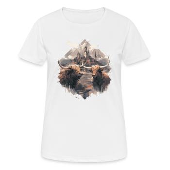 Rustikale Schottische Hochlandkuhlandschaft Und - Frauen T-Shirt atmungsaktiv - Weiß - Vorne - AI Model Female 172 dark (172cm)