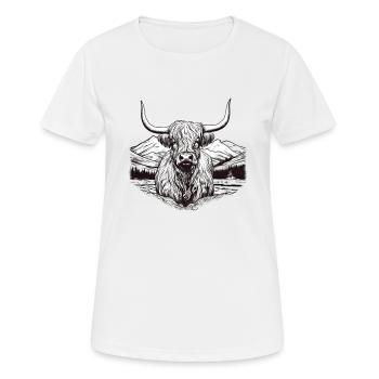 Rustikale Schottische Hochlandkuhlandschaft Und - Frauen T-Shirt atmungsaktiv - Weiß - Vorne - AI Model Female 172 dark (172cm)