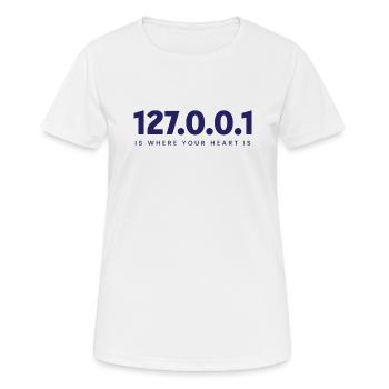 La page d’accueil est 127.0.0.1 – Coding Spirit - T-shirt respirant Femme - blanc - Devant - AI Model Female 172 dark (172cm)