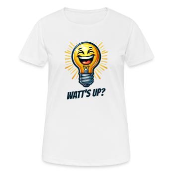Des watts élevés ? - Sourire pétillant - T-shirt respirant Femme - blanc - Devant - AI Model Female 172 dark (172cm)