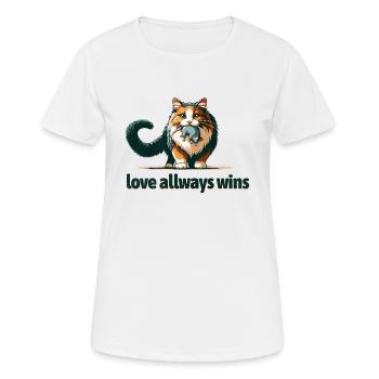 Liebe Gewinnt Immer – Tender Feline Embrace - Frauen T-Shirt atmungsaktiv - Weiß - Vorne - AI Model Female 172 dark (172cm)