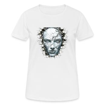 Surface Murale Fissurée, Design Artistique - T-shirt respirant Femme - blanc - Devant - AI Model Female 172 dark (172cm)