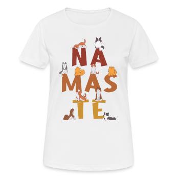 Namaste, Entspannung und Meditation mit Hund - Frauen T-Shirt atmungsaktiv - Weiß - Vorne - AI Model Female 172 dark (172cm)