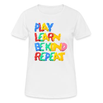 Spielen Lernen Sei freundlich Wiederholen Anti-Mobbing Wellenförmig - Frauen T-Shirt atmungsaktiv - Weiß - Vorne - AI Model Female 172 dark (172cm)