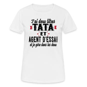 Agent d'Essai Tata Femme Ferroviaire Métier - T-shirt respirant Femme - blanc - Devant - AI Model Female 172 dark (172cm)