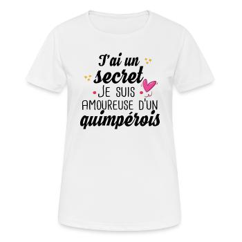 Quimpérois Quimper Femme Amoureuse Cadeau Humour - T-shirt respirant Femme - blanc - Devant - AI Model Female 172 dark (172cm)