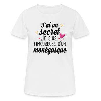 Monégasque Monaco Femme Amoureuse Cadeau Humour - T-shirt respirant Femme - blanc - Devant - AI Model Female 172 dark (172cm)