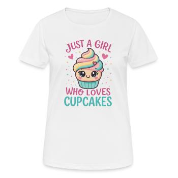 Cupcake Liebe – Just a Girl Who Loves Cupcakes - Frauen T-Shirt atmungsaktiv - Weiß - Vorne - AI Model Female 172 dark (172cm)