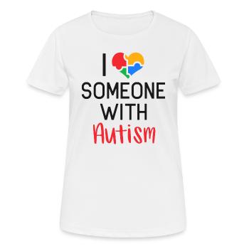 J'aime l'autisme autiste coeur puzzle fils fille - T-shirt respirant Femme - blanc - Devant - AI Model Female 172 dark (172cm)