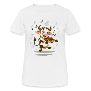 Adorable Violinist Cow - Women's Breathable T-Shirt - white - Front - AI Model Female 172 dark (172cm)