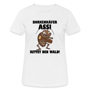Borkenkäfer Assi - Rettet den Wald - Frauen T-Shirt atmungsaktiv - Weiß - Vorne - AI Model Female 172 dark (172cm)