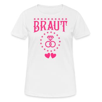 109 JGA Braut Diamantring Sternchen Herzen - Frauen T-Shirt atmungsaktiv - Weiß - Vorne - AI Model Female 172 dark (172cm)