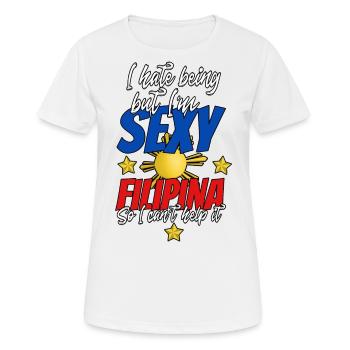 Philippinen Filipina Flagge Attraktiv I Geschenk - Frauen T-Shirt atmungsaktiv - Weiß - Vorne - AI Model Female 172 dark (172cm)