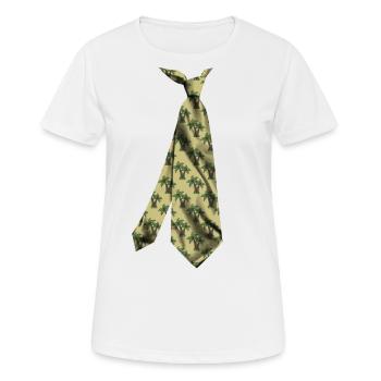 Colorful printed necktie t-shirt desgin palm trees - Women's Breathable T-Shirt - white - Front - AI Model Female 172 dark (172cm)