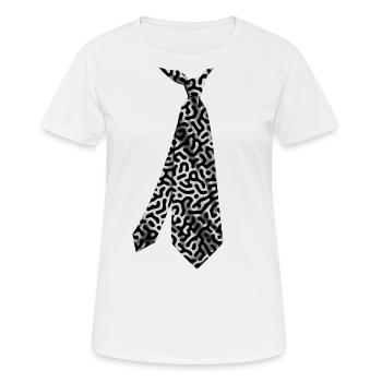 printed necktie t-shirt turing pattern black grey - Women's Breathable T-Shirt - white - Front - AI Model Female 172 dark (172cm)