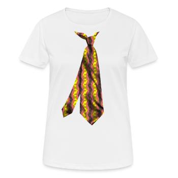 funny t-shirt colorful printed necktie tie - Women's Breathable T-Shirt - white - Front - AI Model Female 172 dark (172cm)