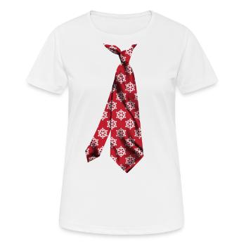 Christmas tie t-shirt necktie Krawatte - Women's Breathable T-Shirt - white - Front - AI Model Female 172 dark (172cm)
