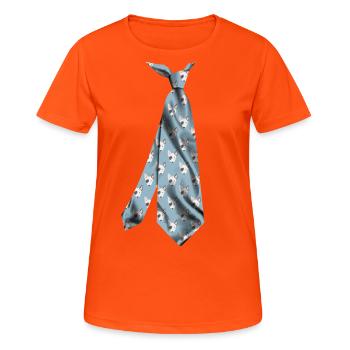 Stropdas Krawatte Krawatte Krawatte Corbata - Frauen T-Shirt atmungsaktiv - Neonorange - Vorne - AI Model Female 172 dark (172cm)