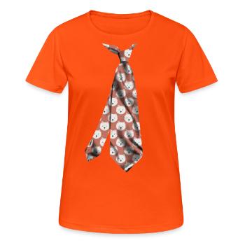 necktie dog pattern Krawatte tie ties - Women's Breathable T-Shirt - neon orange - Front - AI Model Female 172 dark (172cm)