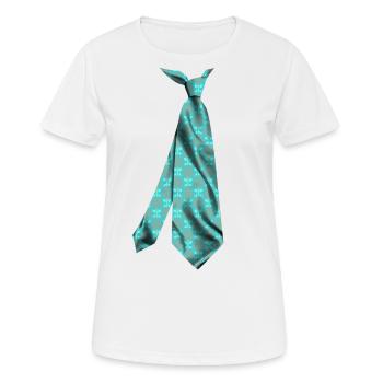 cravate papillon cravate cravate Krawatte - T-shirt respirant Femme - blanc - Devant - AI Model Female 172 dark (172cm)