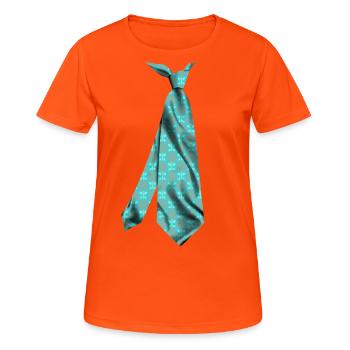 Schmetterling Krawatte T-Shirt Krawatte - Frauen T-Shirt atmungsaktiv - Neonorange - Vorne - AI Model Female 172 dark (172cm)
