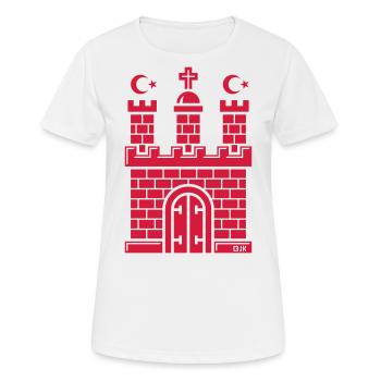 Armoiries de Hambourg avec demi-lune (turc / rouge) - T-shirt respirant Femme - blanc - Devant - AI Model Female 172 dark (172cm)