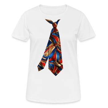 Colorful Printed Necktie T-Shirt Design Wallpaper - Women's Breathable T-Shirt - white - Front - AI Model Female 172 dark (172cm)