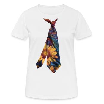 Colorful Printed Necktie T-Shirt Swirling Flowers - Women's Breathable T-Shirt - white - Front - AI Model Female 172 dark (172cm)
