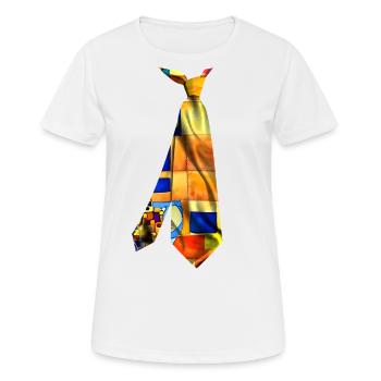 Buntes bedrucktes Krawatten-Aquarell-T-Shirt - Frauen T-Shirt atmungsaktiv - Weiß - Vorne - AI Model Female 172 dark (172cm)