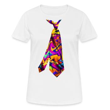 Colorful Printed Necktie T-Shirt Abstract Design - Women's Breathable T-Shirt - white - Front - AI Model Female 172 dark (172cm)