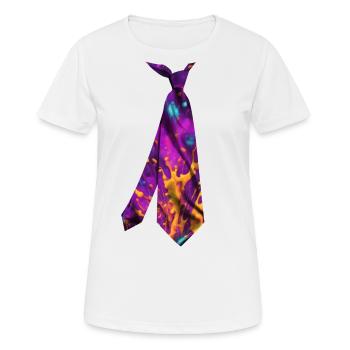 Bunt bedruckte Krawatte T-Shirt Farbspritzer - Frauen T-Shirt atmungsaktiv - Weiß - Vorne - AI Model Female 172 dark (172cm)