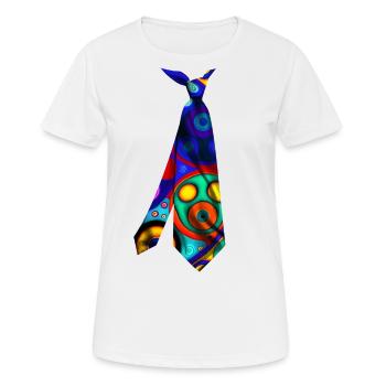 Colorful Printed Necktie T-Shirt Design Circles - Women's Breathable T-Shirt - white - Front - AI Model Female 172 dark (172cm)