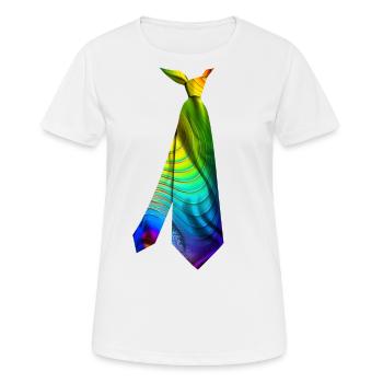 Colorful Printed Necktie T-Shirt Abstract Colors - Women's Breathable T-Shirt - white - Front - AI Model Female 172 dark (172cm)