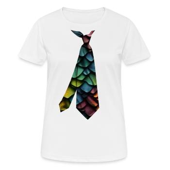 T-shirt cravate imprimé motif écailles colorées - T-shirt respirant Femme - blanc - Devant - AI Model Female 172 dark (172cm)