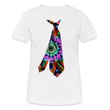 Mandala de conception de t-shirt de cravate imprimé coloré - T-shirt respirant Femme - blanc - Devant - AI Model Female 172 dark (172cm)